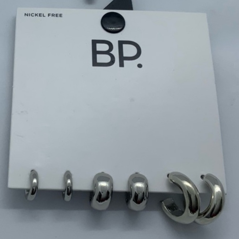 BP. Silver Hoop Earrings Set